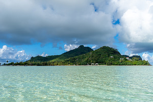 View of Maupiti Island from a white sand beach, French Polynesia, a Nature Photo by GoodGoods
