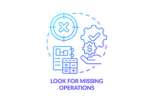 Look for missing operations blue, an Icon by IMG Visuals