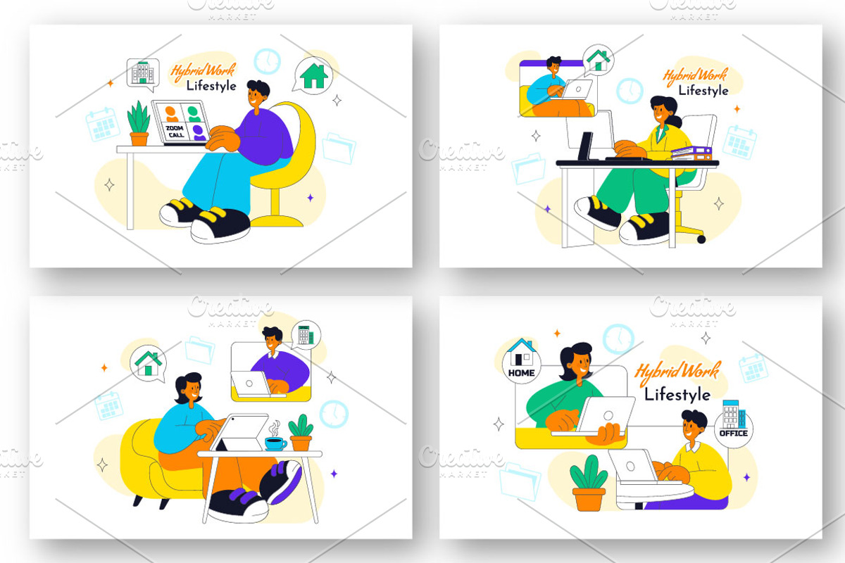10 Hybrid Work Lifestyle Design, a Work Illustration by denayunebgt (Photo 3 of 4)