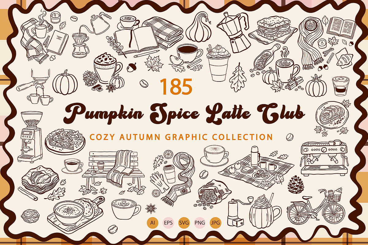 Retro Autumn Coffee Clipart Vector, a Seasonal Illustration by SunnJaneArt (Photo 1 of 19)