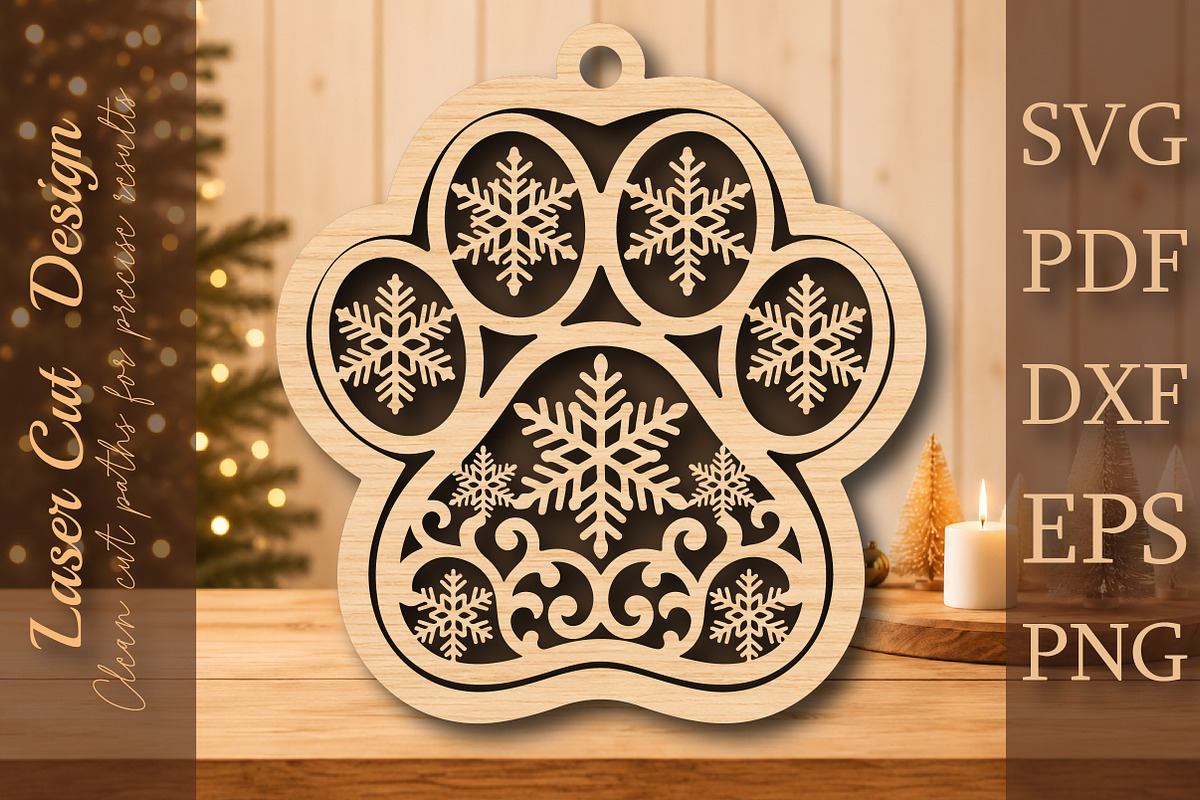 Christmas Paw Print Snowflake, a Work Illustration by Digital Artistic99 (Photo 1 of 4)