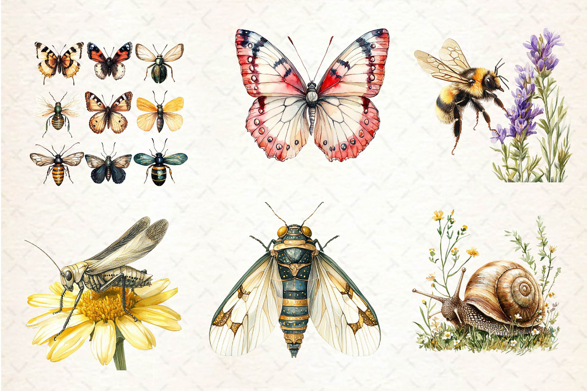 Vintage Spring Insect Clipart, an Illustration by Dream Creation (Photo 3 of 6)