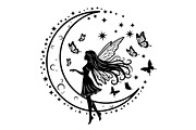Fairy Moon Butterfly Silhouette, an Object Illustration by Gaye Art (Thumbnail 16 of 31)