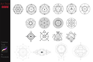 Geometric Tattoo Stamps Line Mandala