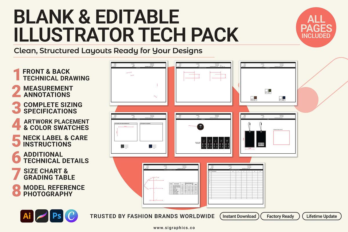 T-shirt Tech Pack Template, a Graphic by S.i. Graphics (Photo 2 of 4)