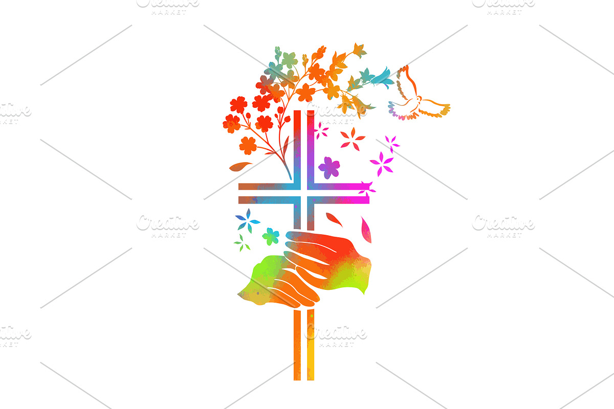 He is risen. Cross colored with, an Illustration by Nenahliadava Design