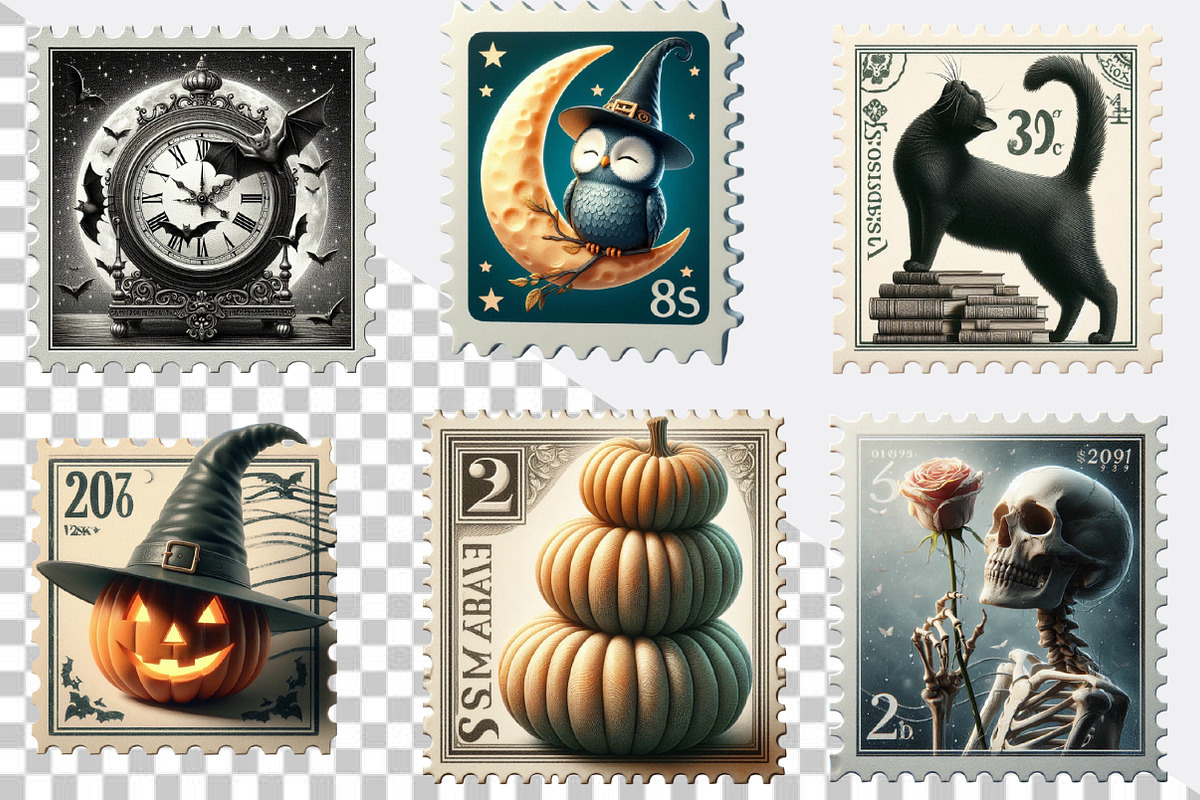 Vintage Halloween Postage Stamp Bund, an Illustration by SVGArt (Photo 2 of 8)