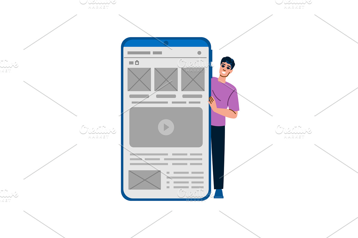 Web designer presenting website, a Technology Illustration by pikepicture