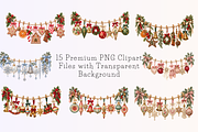 Ornamental Christmas Clothesline, a Seasonal Illustration by Ink Gallery (Thumbnail 5 of 8)