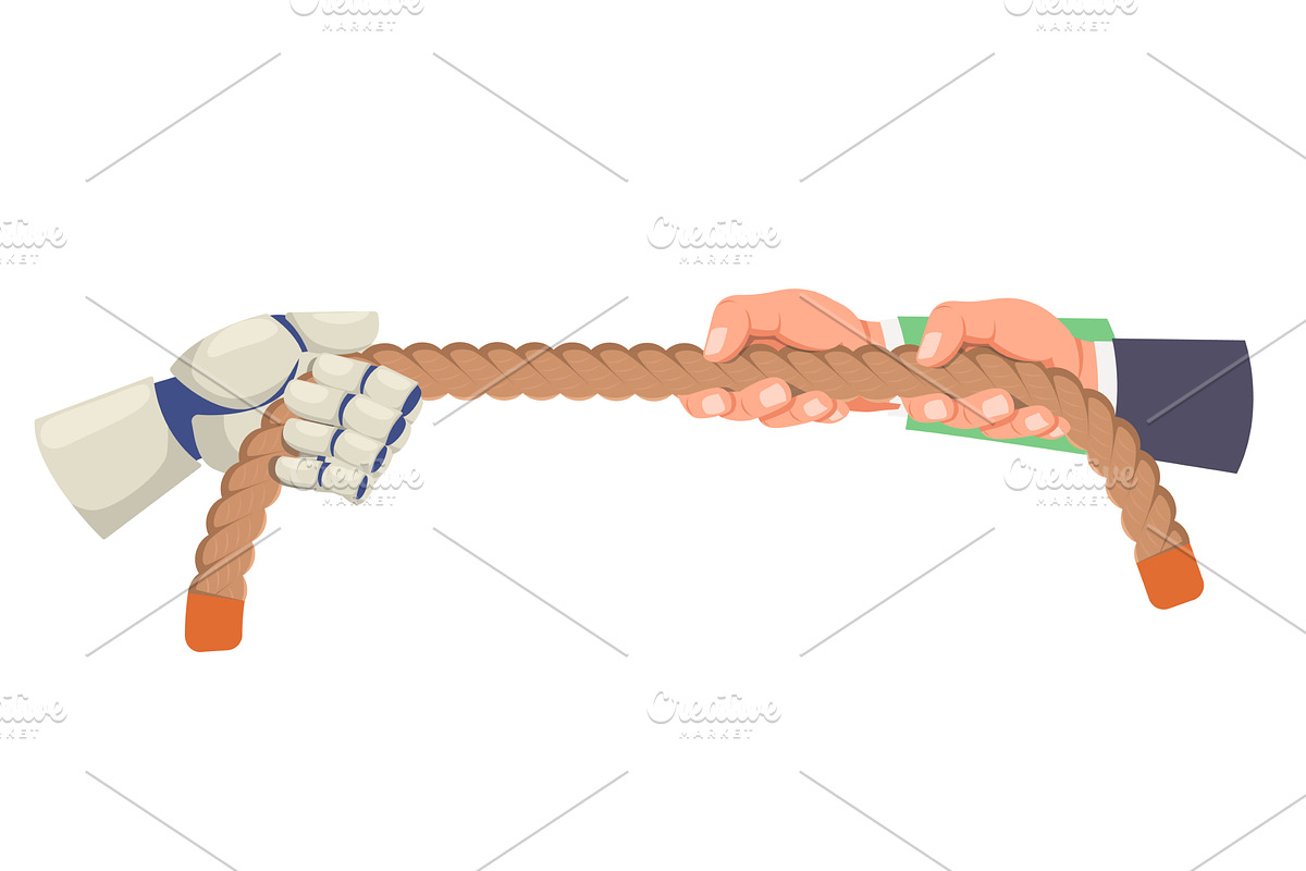 Businessmen compete in tug of war, a Person Illustration by Vectorbuum