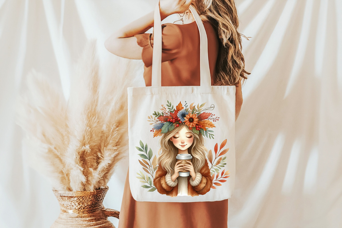 Autumn Coffee Girl Clipart PNG, an Illustration by Pixels.Craft (Photo 5 of 7)