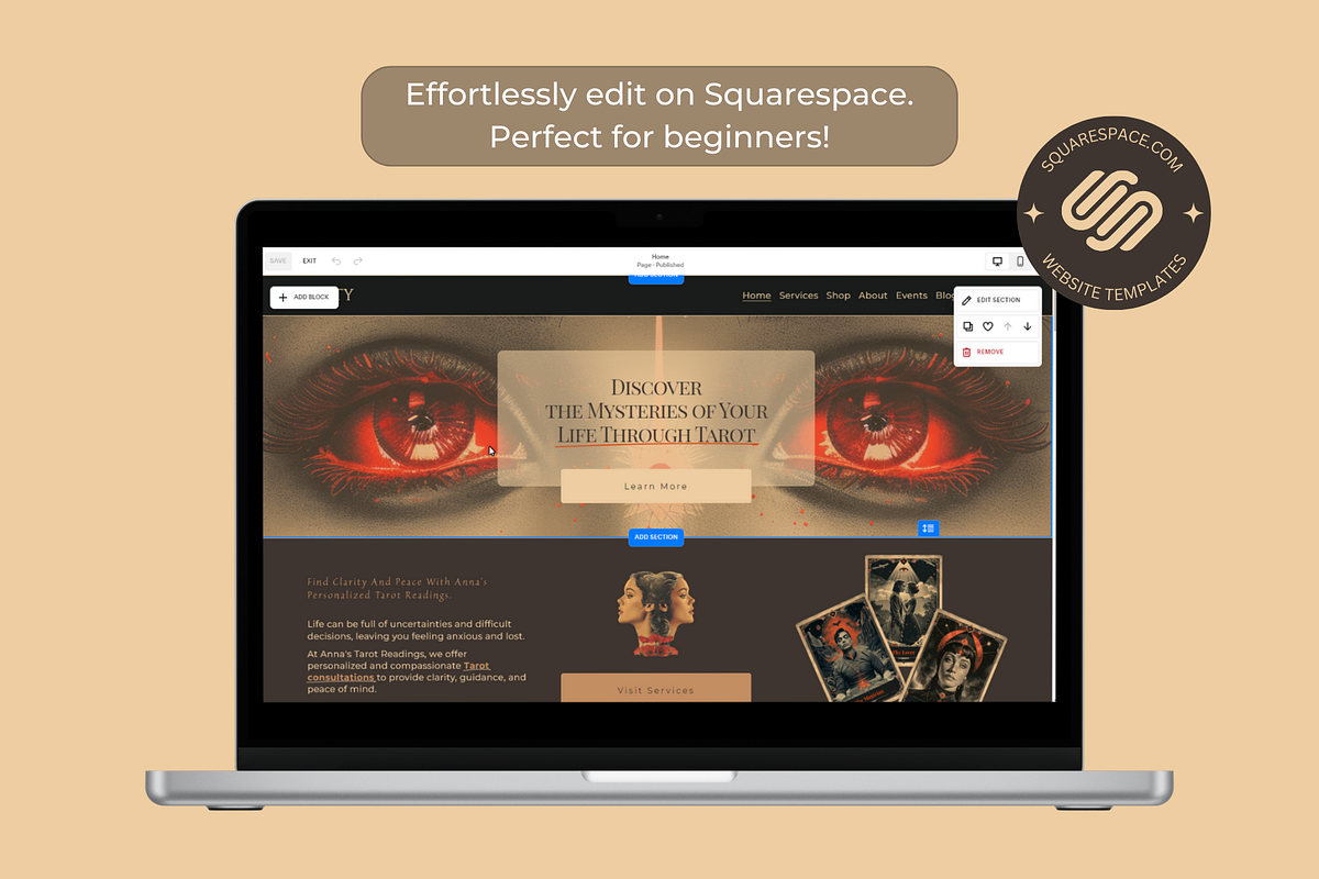 Tarot Squarespace Website Template, a Squarespace Template by JulsIst (Photo 8 of 12)