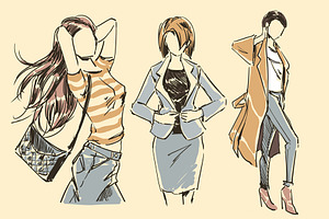 Set 5 Fashion Illustration Sketch