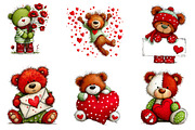 whimsical valentine bear clipart bun, an Illustration by CreationArt (Thumbnail 2 of 6)