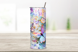 3D Floral Seamless Butterfly Tumbler