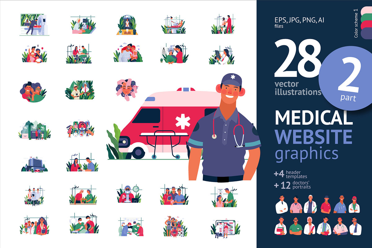 Part 2 Medical website illustrations, a Healthcare Illustration by Grivina's shop (Photo 1 of 37)