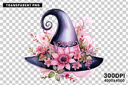 Watercolor Pink Witch Hat PNG Bundle, a Seasonal Illustration by Creative Arslan (Thumbnail 6 of 6)