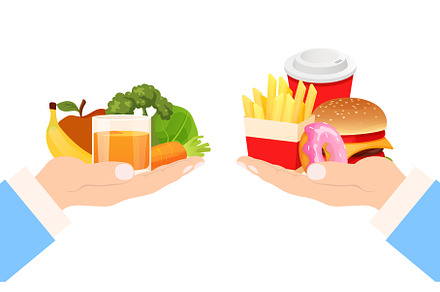 Food choice healthy and junk