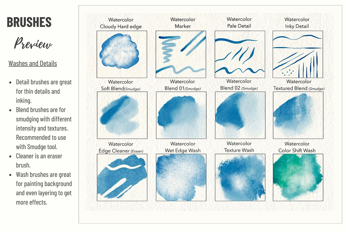 Procreate Watercolor Brush Pack, a Brush Add-On by Markdisha Designs (Photo 6 of 11)