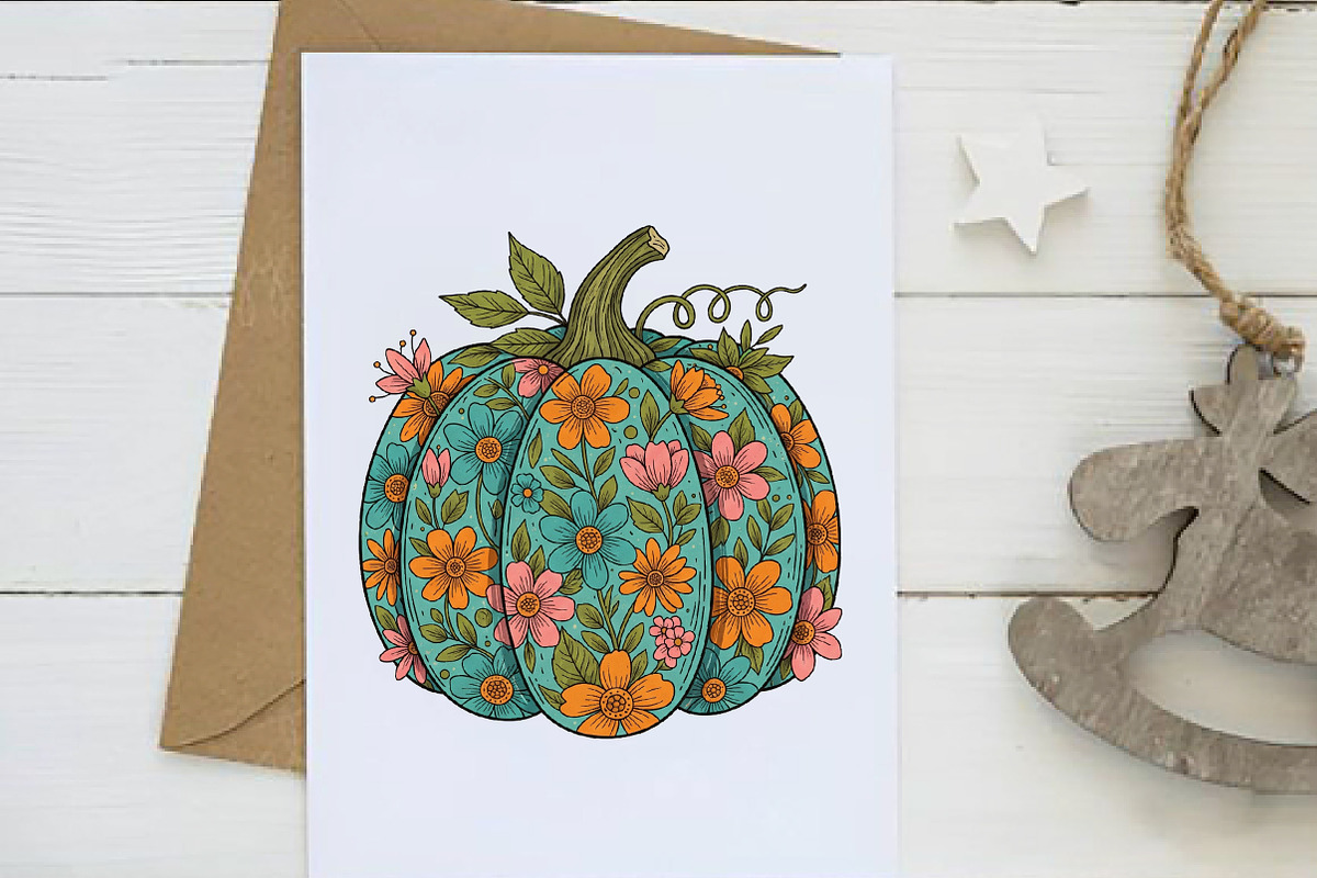 Floral Boho Fall Pumpkin Autumn PNG, an Illustration by Dream Creation (Photo 3 of 5)