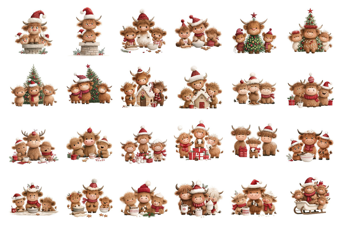 Watercolor Christmas Highland Cow, a Seasonal Illustration by Nicolle's Colorful Art (Photo 2 of 7)