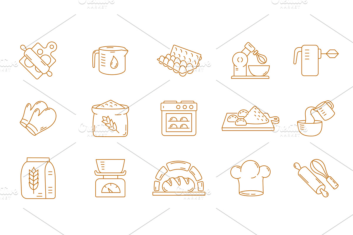Various baking icons, a Food Illustration by Ilia Design