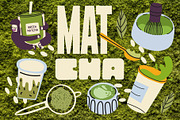 Matcha vector illustration Bundle, a Food Illustration by Luamor (Thumbnail 1 of 10)