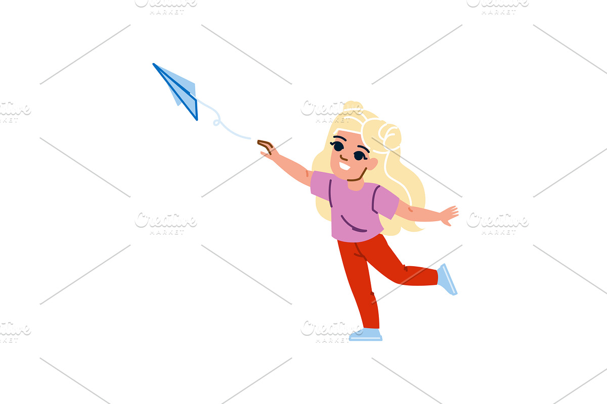 Happy girl playing with paper, an Illustration by pikepicture