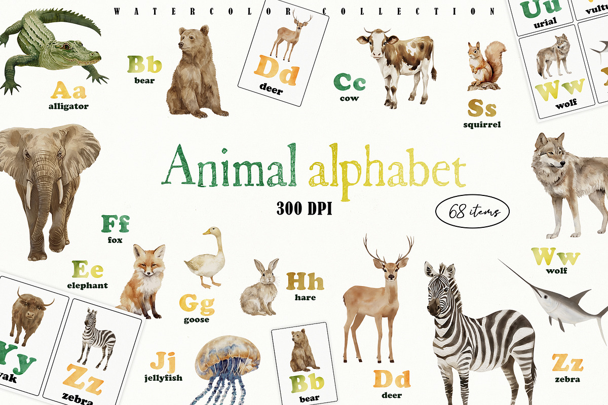 Animal Alphabet Flashcards, an Education Illustration by Sunshine Art (Photo 1 of 11)