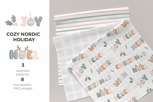 Pink Christmas Patterns & Clipart
