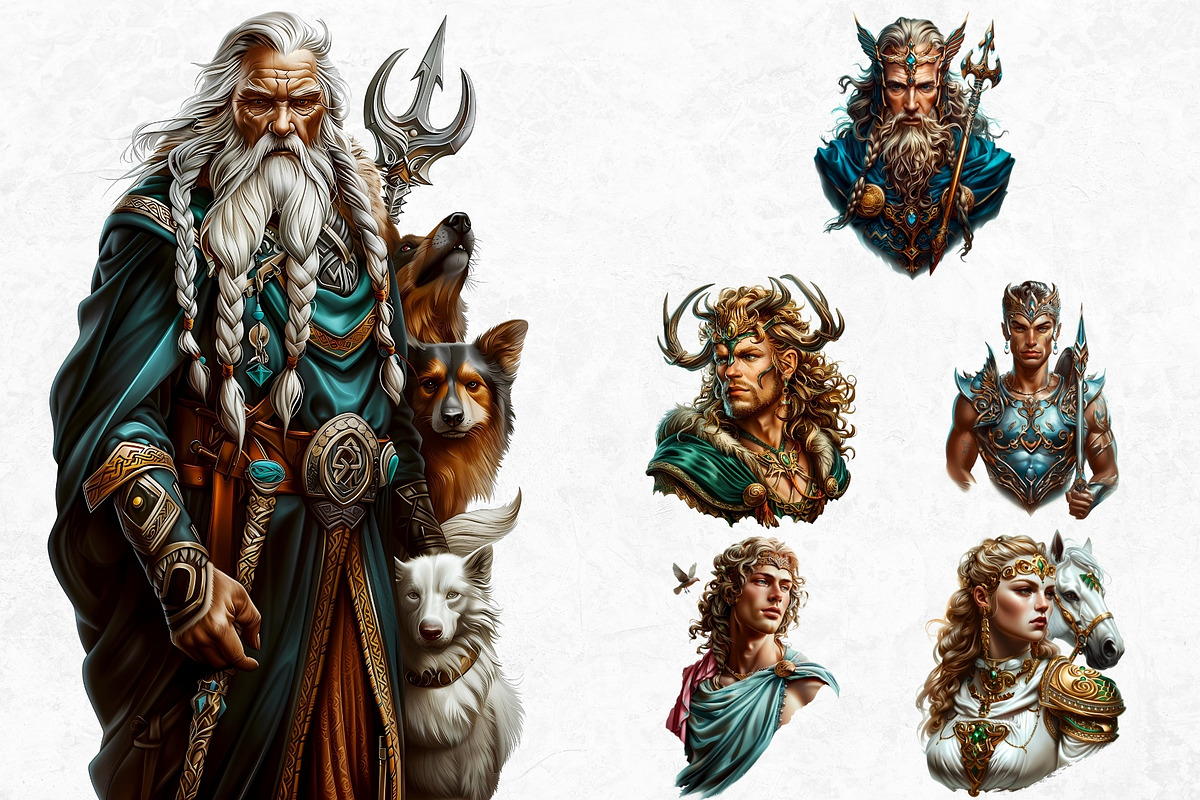 Celtic God Goddess clipart set, a Person Illustration by ThatsDesignArt (Photo 6 of 12)