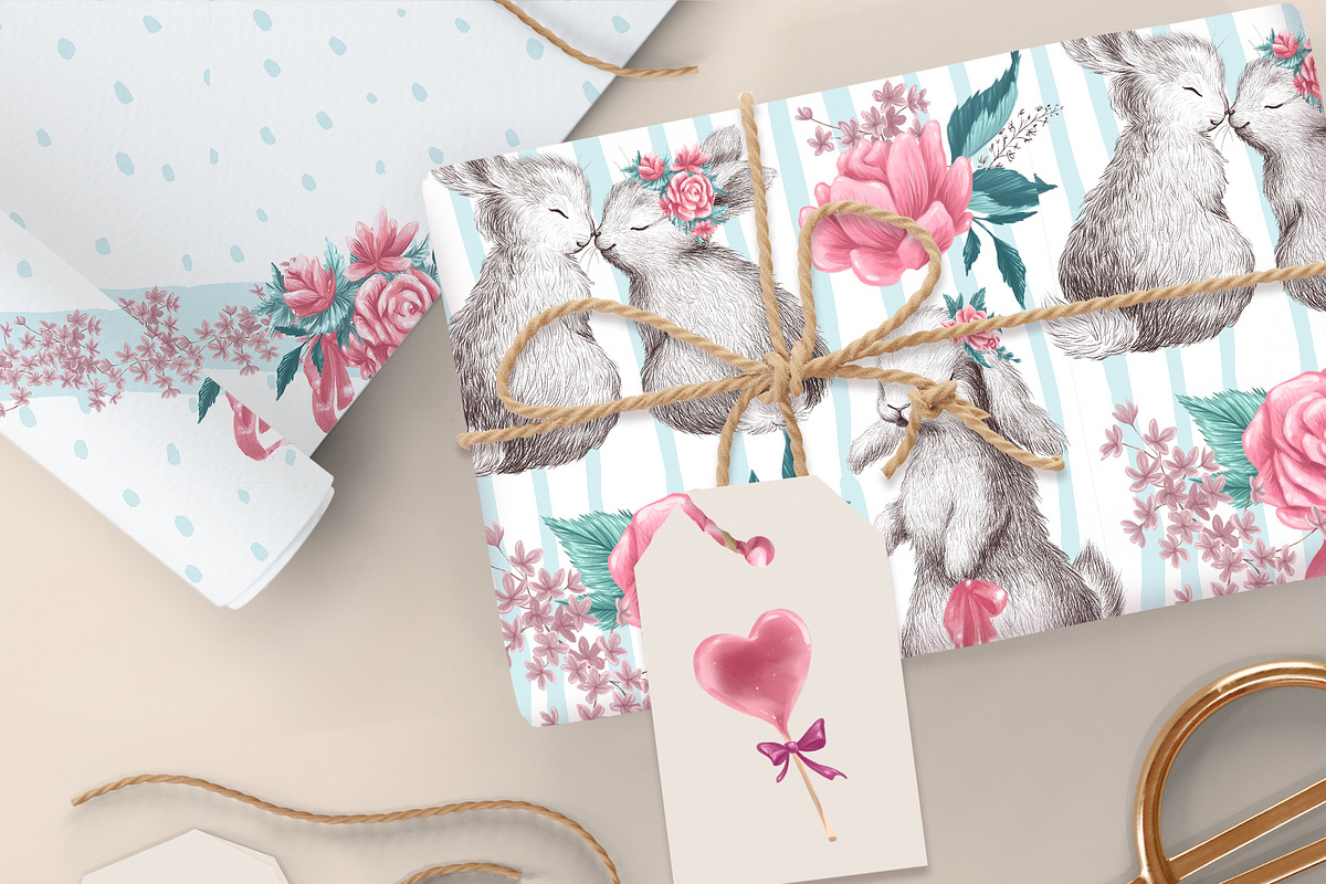 Valentine bunny kit, an Animal Illustration by Funnystore (Photo 3 of 14)
