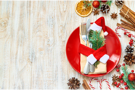 Christmas background. Table setting, a Holiday Photo by yanadjana
