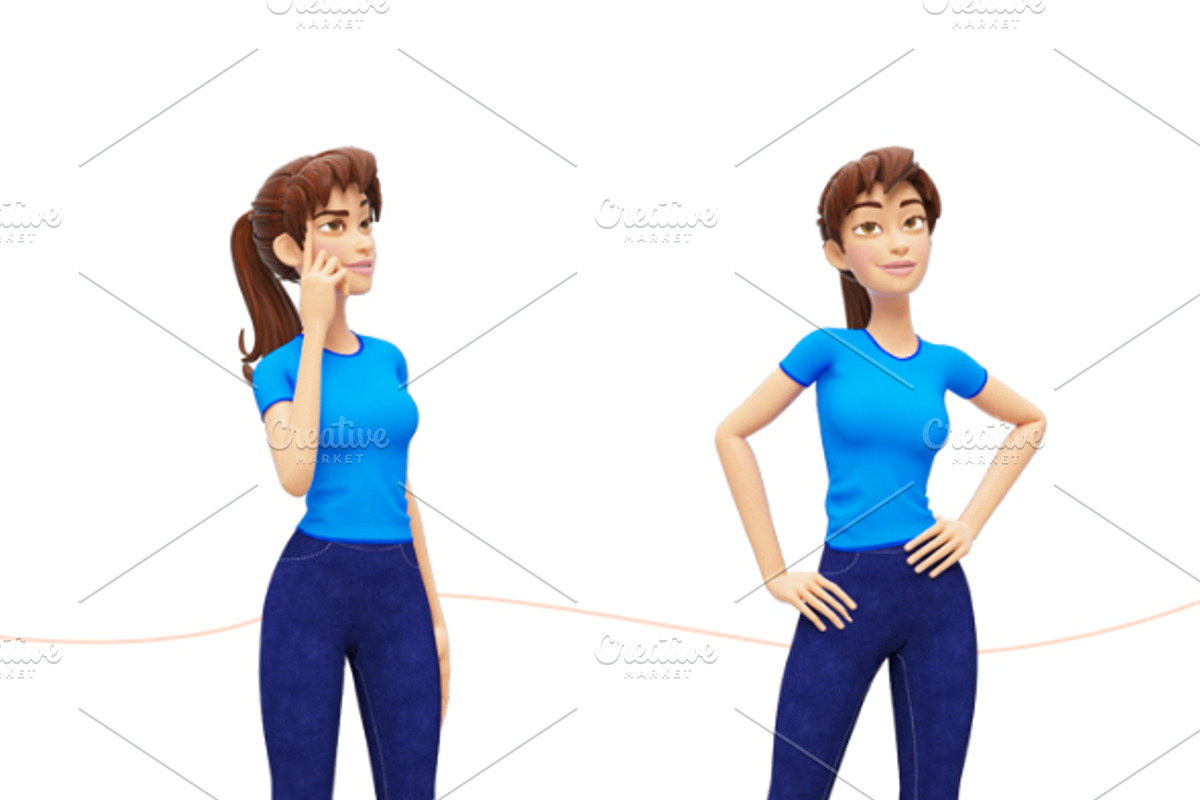 Jenny Cartoon 3D Character Promo Set, a Person Illustration by Oleg Ribar (Photo 8 of 26)
