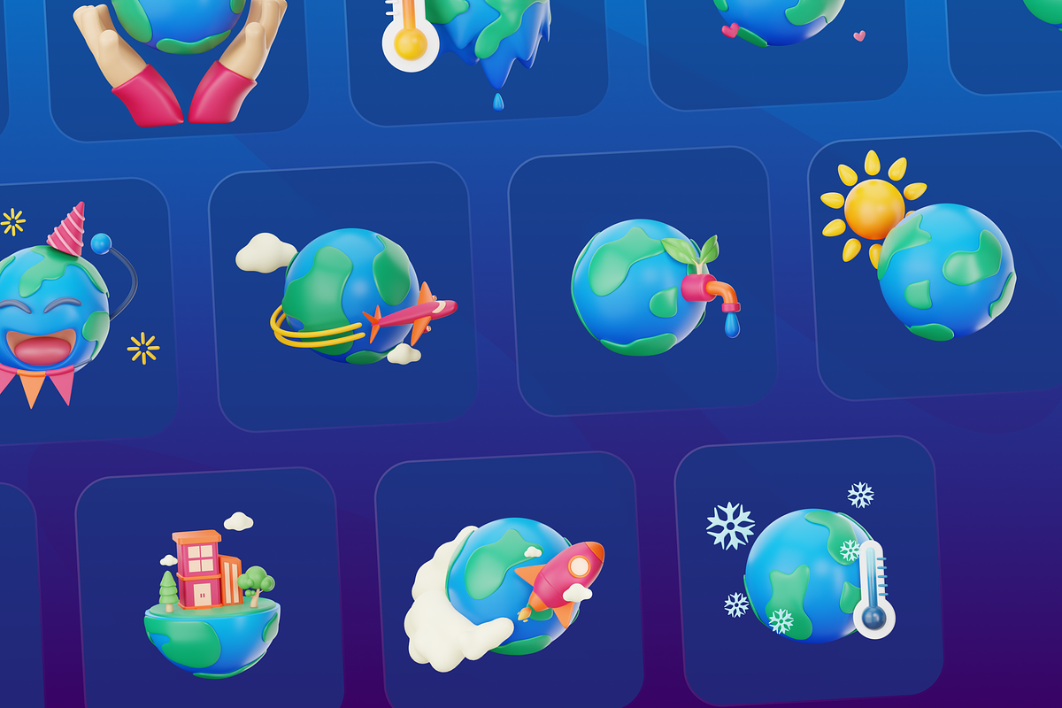 Earthy - Earth 3D Icon Set, an Environmental 3D Model by Illustraly Design (Photo 8 of 8)