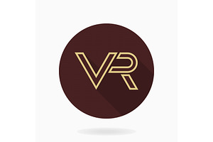 Fine Vector Flat Icon With VR Logo, an Outline Icon by FineArtStudio