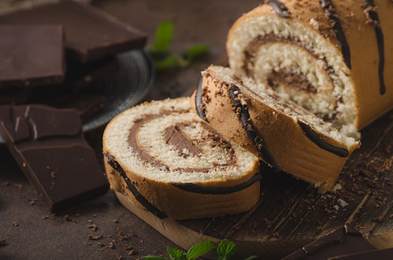 Homemade chocolate banana roll cake stock photo containing roll and cake, a Food & Drink Photo by Stepanek Photography