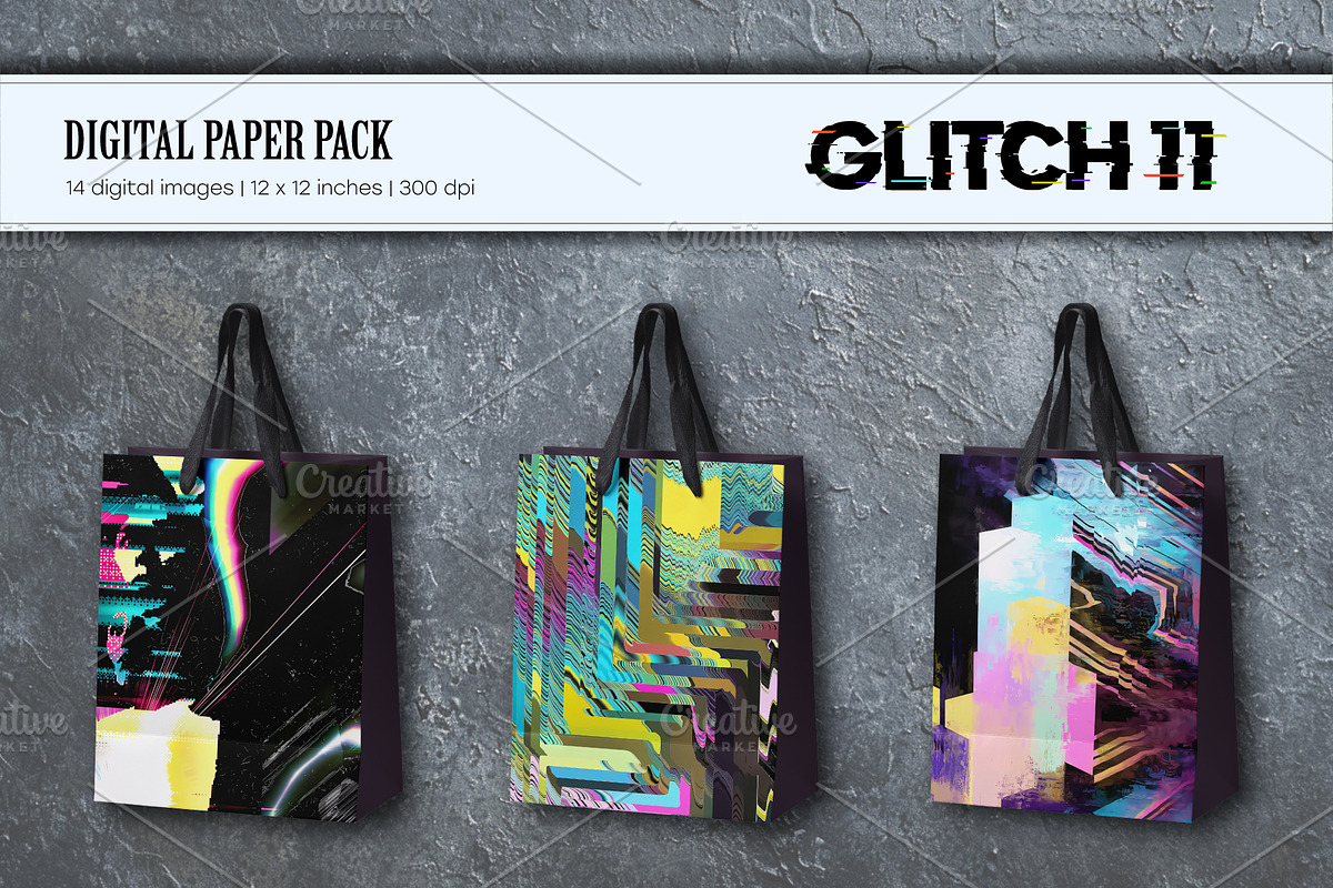Glitch Psychedelic 11. Digital Paper, a Texture Illustration by KENO Mascots (Photo 5 of 9)