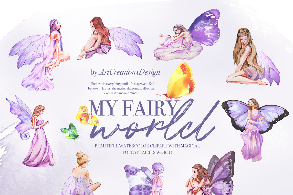 Hand-Painted My Fairy World Clipart, a Person Illustration by ArtCreationsDesign (Photo 7 of 15)