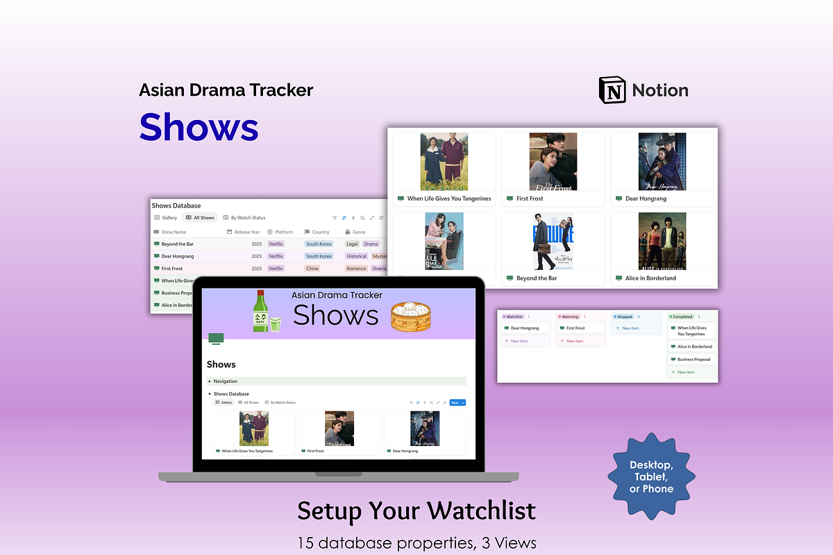 Asian Drama Tracker - Notion preview 2