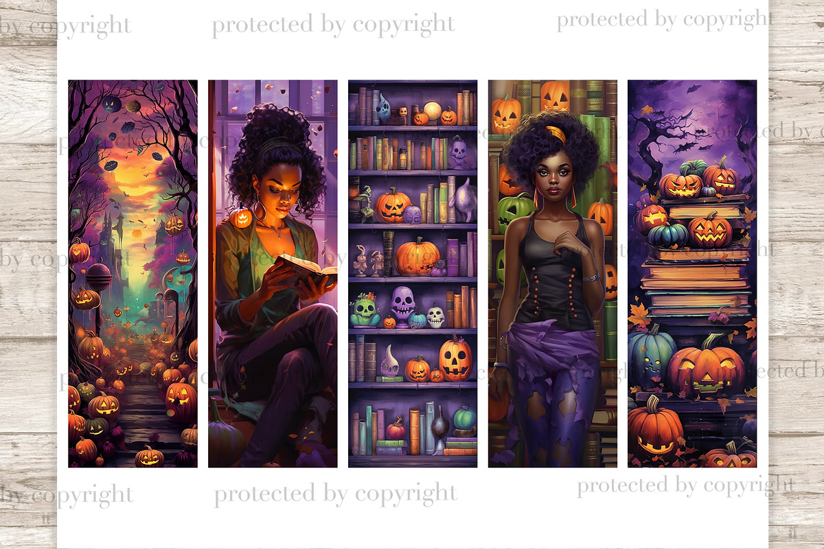 Printable Halloween Bookmarks, a Person Illustration by GlamArtZhanna (Photo 1 of 3)
