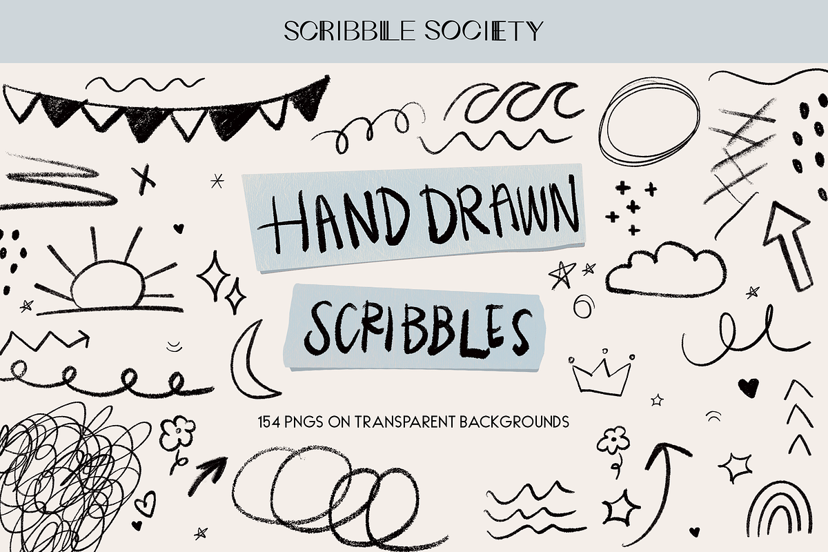 154 Hand Drawn Scribbles & Doodles, an Illustration by Scribble Society (Photo 1 of 4)
