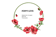 Poppy love watercolor, an Illustration by 7nov.studio (Thumbnail 4 of 7)