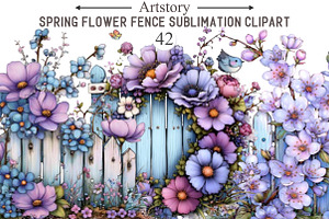 Spring Flower Fence Sublimation Clip, an Illustration by designcity5