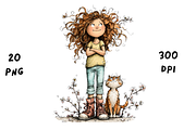 Whimsical Floral Girl & Kitten, an Animal Illustration by GiraffeCreative (Thumbnail 19 of 20)
