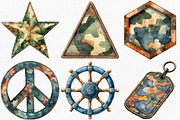 Watercolor Camo Patches Clipart, an Illustration by Canvas Craft (Thumbnail 2 of 7)