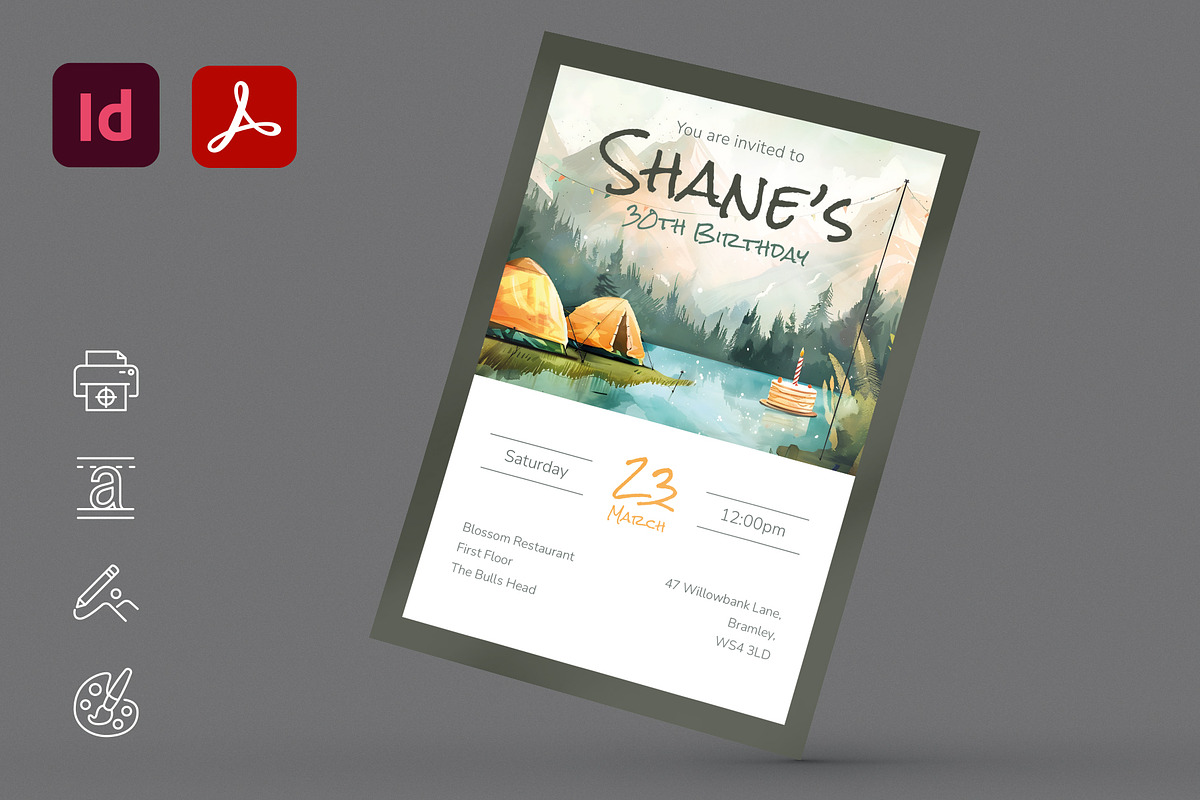 Outdoor Birthday Invitation Template, a Templates & Theme by Kida (Photo 1 of 2)
