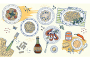 Hand drawn italian pasta food set, a Food Illustration by Zimages (Thumbnail 1 of 3)