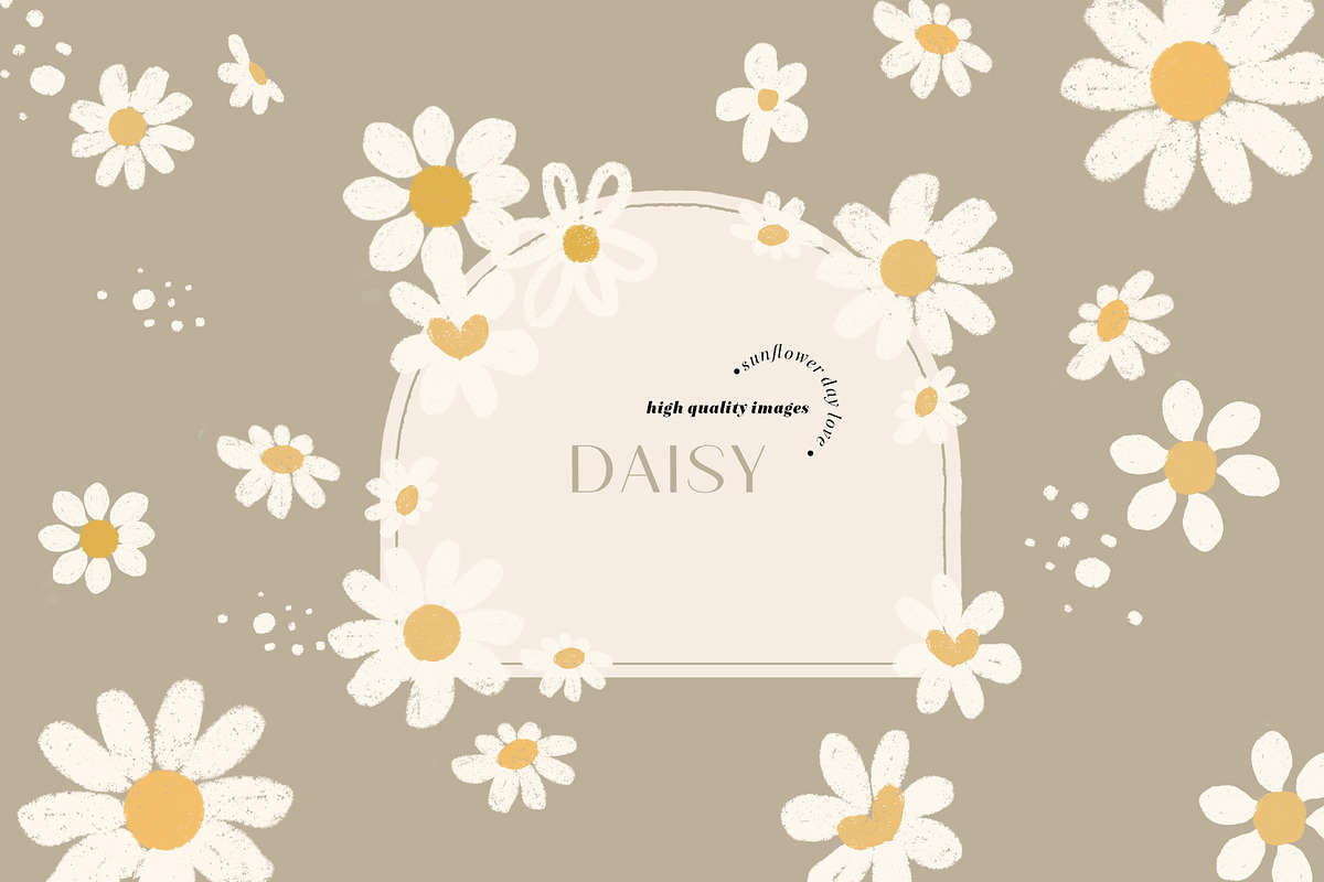 Boho Daisies watercolor Clipart, an Illustration by Sunflower Day Love (Photo 1 of 5)