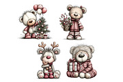 Christmas Whimsical Teddy Clipart, a Seasonal Illustration by Creative Art (Thumbnail 7 of 7)